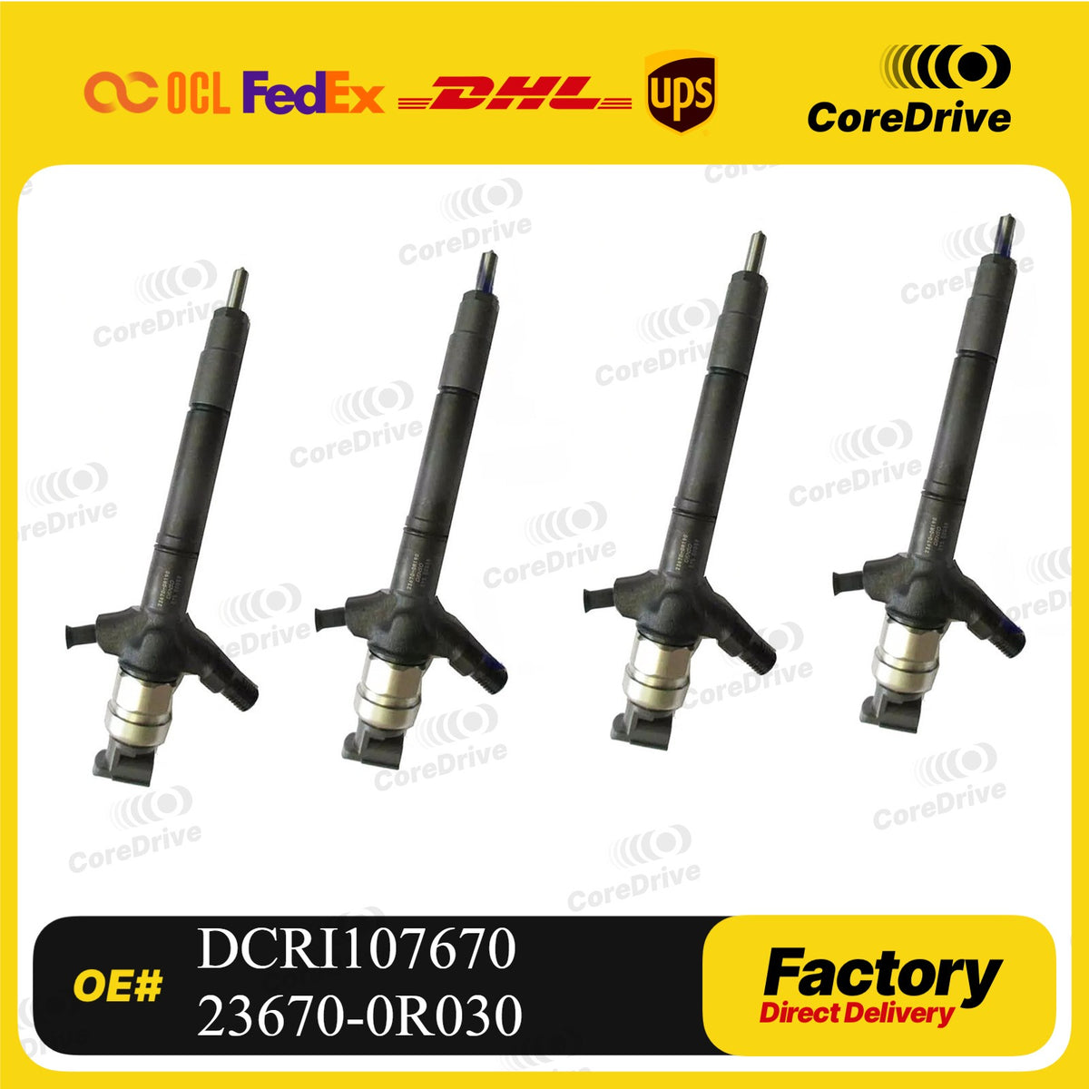 4* Fuel Injector DCRI107670 23670-0R030 Compatible Toyota Avensis Auris 2.0 D-4D