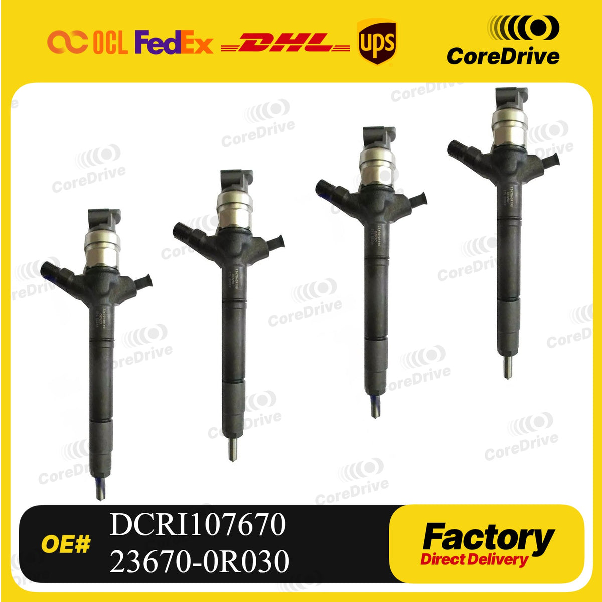 4* Fuel Injector DCRI107670 23670-0R030 Compatible Toyota Avensis Auris 2.0 D-4D